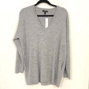 J Crew grey v-neck sweater with pockets size M